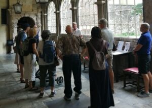 Tour group at the Charterhouse in the Chapel Cloister