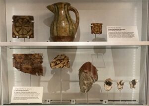 medieval objects in a museum case