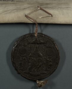 The pendant seal of the 1611 Letters Patent permitting the establishment of Suttons Hospital in Charterhouse